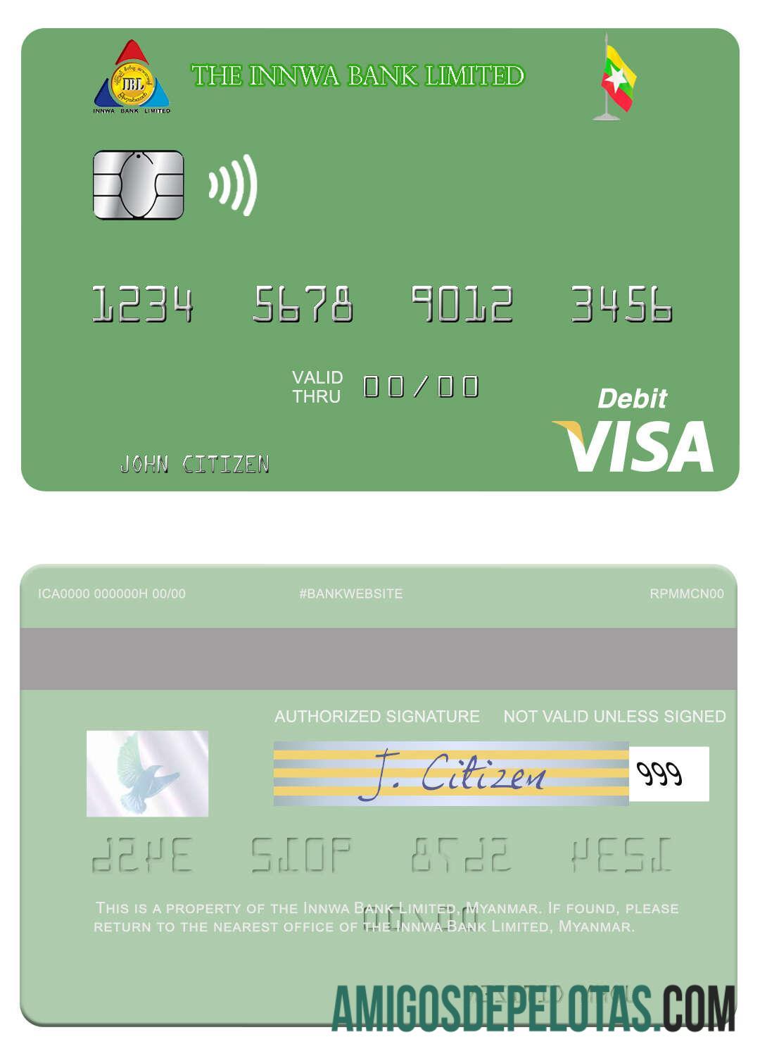 Myanmar Innwa Bank Limited Visa Debit Card sample